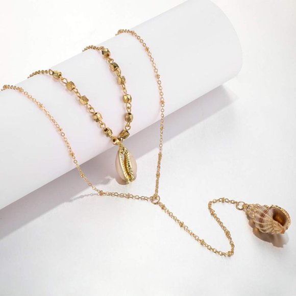 Layer Cowrie Under The Sea Shell Drop Necklace - Picture 4 of 5